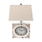 22" Distressed Red Metal Bedside Lamp With Beige Shade