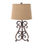 24" Distressed Bronze Metal Novelty Bedside Lamp With Khaki Drum Shade