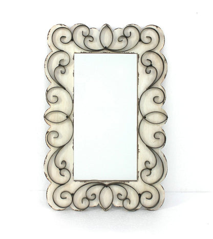 33" White Wood Framed Accent Mirror