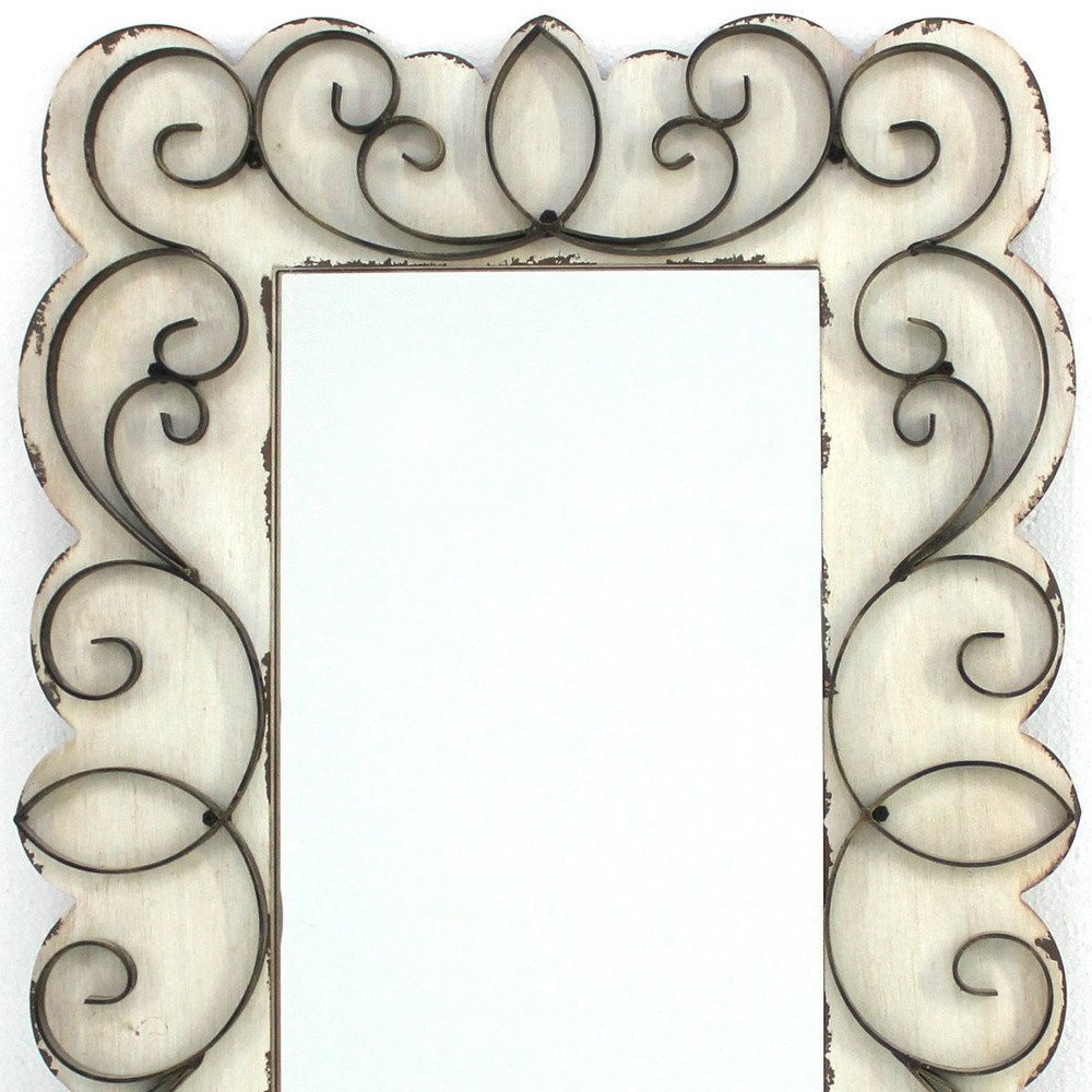 33" White Wood Framed Accent Mirror