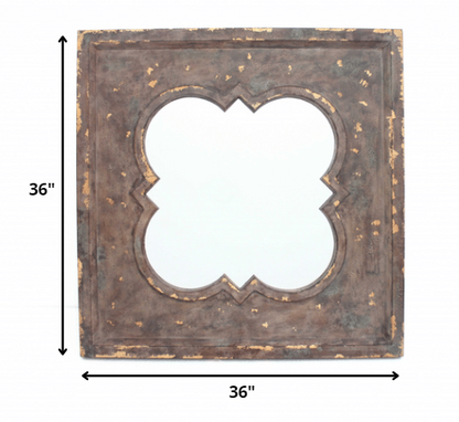 36" Bronze Square Wood Framed Accent Mirror