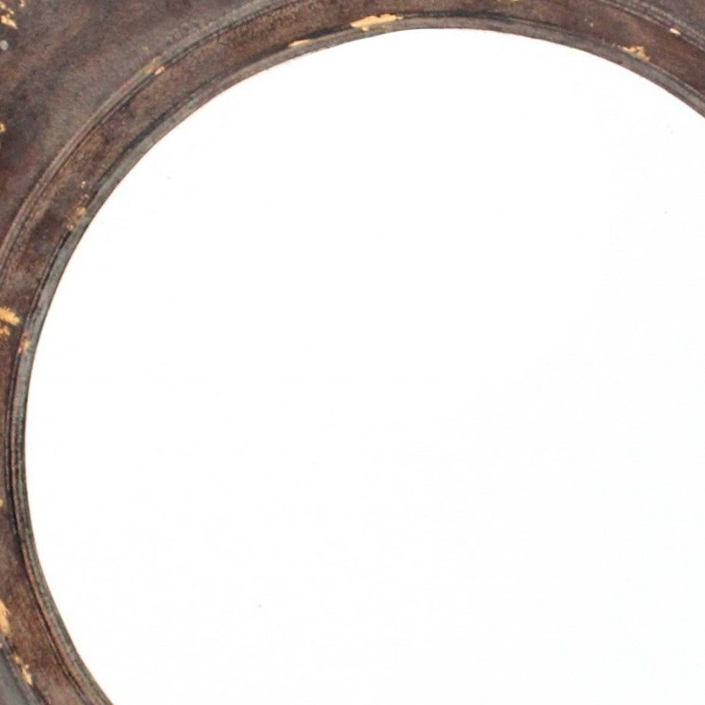 24" Bronze Hexagon Distressed Wood Framed Accent Mirror