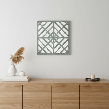 24" X 24" Blue Geometric Mirror Square Hanging Wall Decor