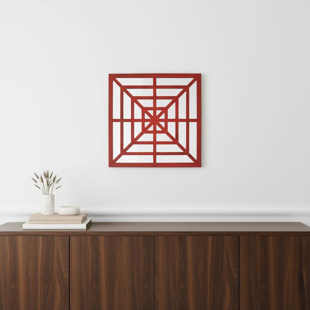 24" X 24" Blue Geometric Mirror Square Hanging Wall Decor