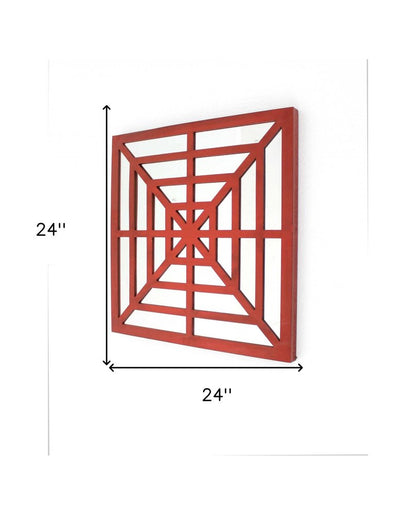24" X 24" Blue Geometric Mirror Square Hanging Wall Decor