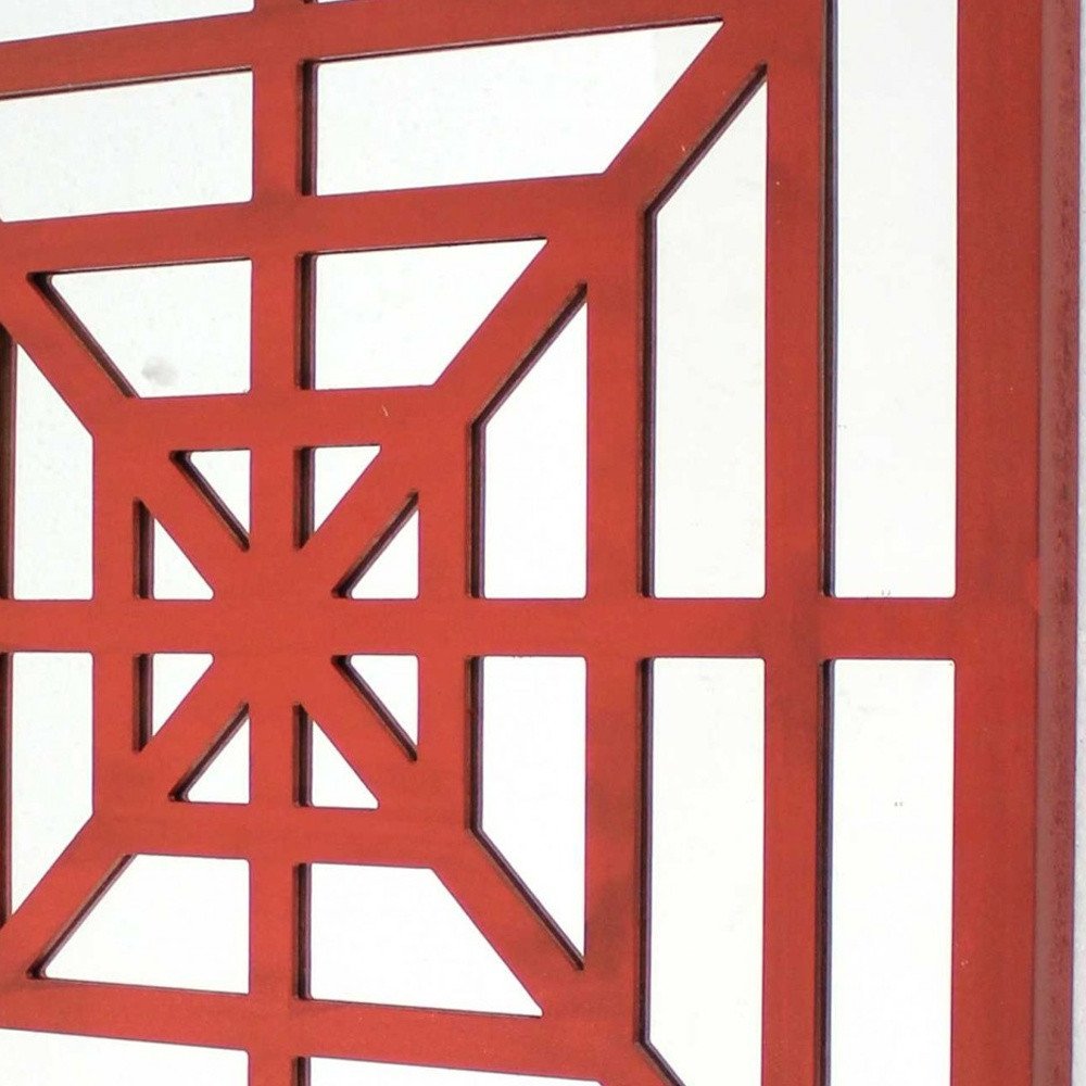 24" X 24" Blue Geometric Mirror Square Hanging Wall Decor