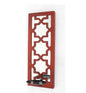17" Red And Silver Lattice Solid Wood Wall Sconce Candle Holder