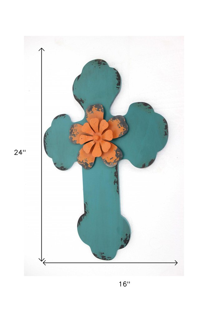 24" X 16" White Wood Cross