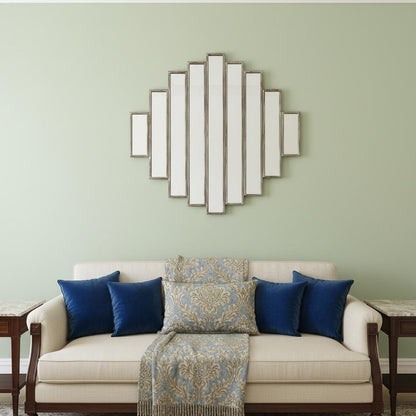 36" X 36" Silver Wood And Mirror Hanging Dimensional Sculpture