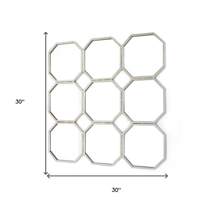 30" X 30" X 1" Silver Mirrored Metal - Wall Sculpture