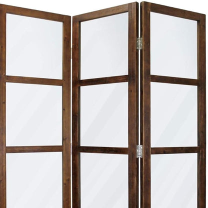 84" Brown Folding Three Panel Screen Room Divider