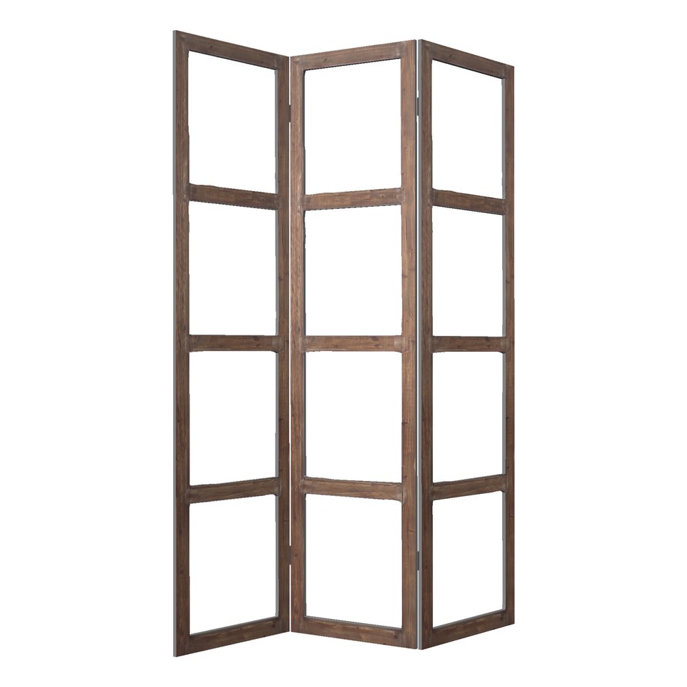 84" Brown Folding Three Panel Screen Room Divider
