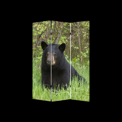 48" X 72" Multi Color Wood Canvas Bear  Screen