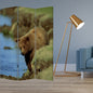 72" Blue And Green Canvas Folding Three Panel Screen Room Divider