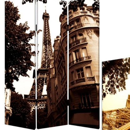 48" X 72" Multi Color Wood Canvas Paris  Screen