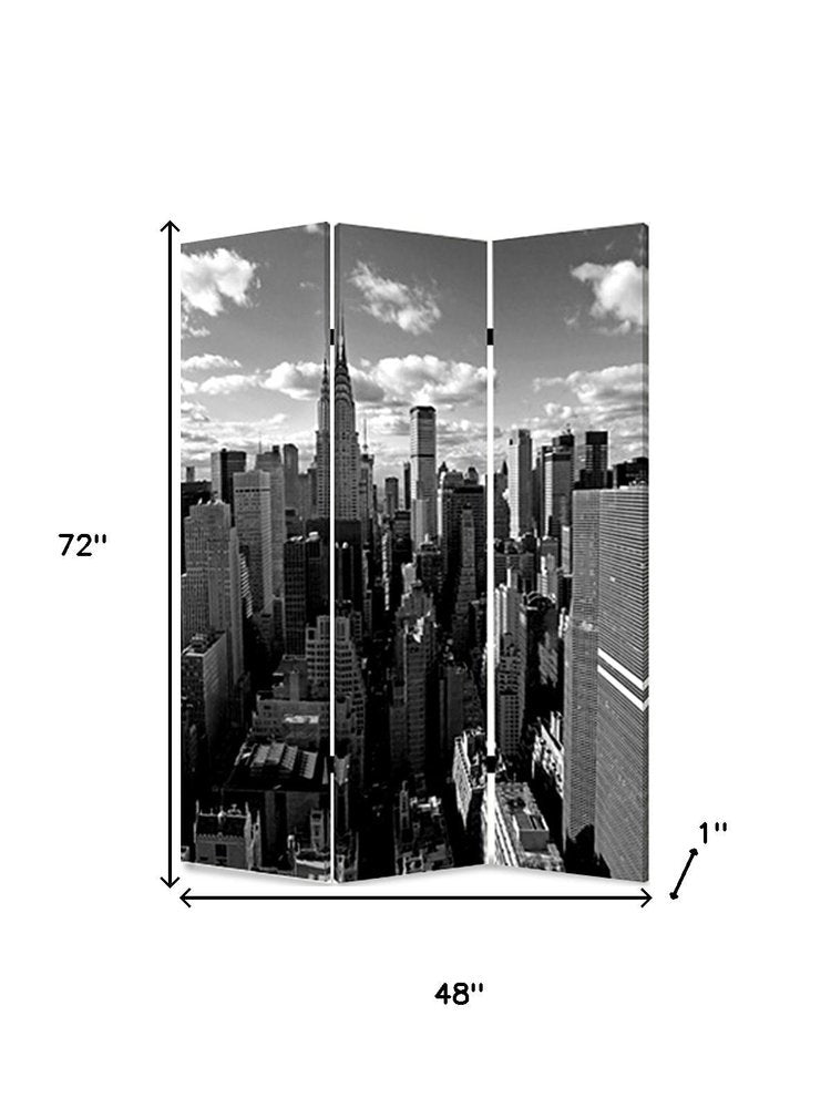 48" X 72" Multi Color Wood Canvas New York Skyline  Screen