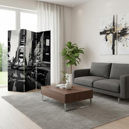 72" Gray Canvas Folding Three Panel Screen Room Divider