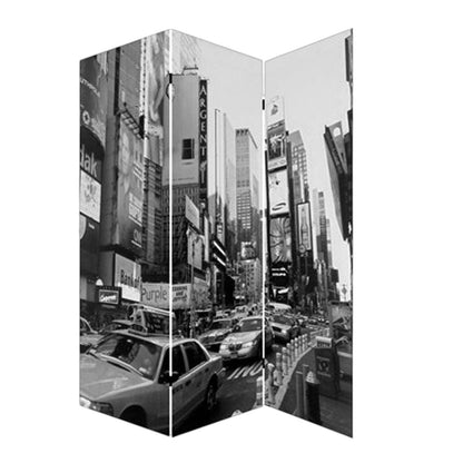 72" Gray Canvas Folding Three Panel Screen Room Divider