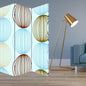 72" Blue Canvas Folding Three Panel Screen Room Divider