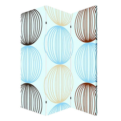 72" Blue Canvas Folding Three Panel Screen Room Divider