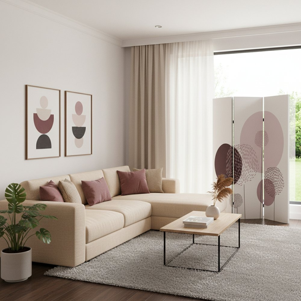 48 X 72 Multi Color Wood Canvas Floral Buds  Screen