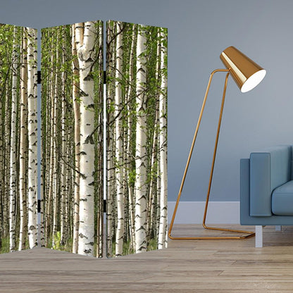 84" Green Canvas Folding Four Panel Screen Room Divider