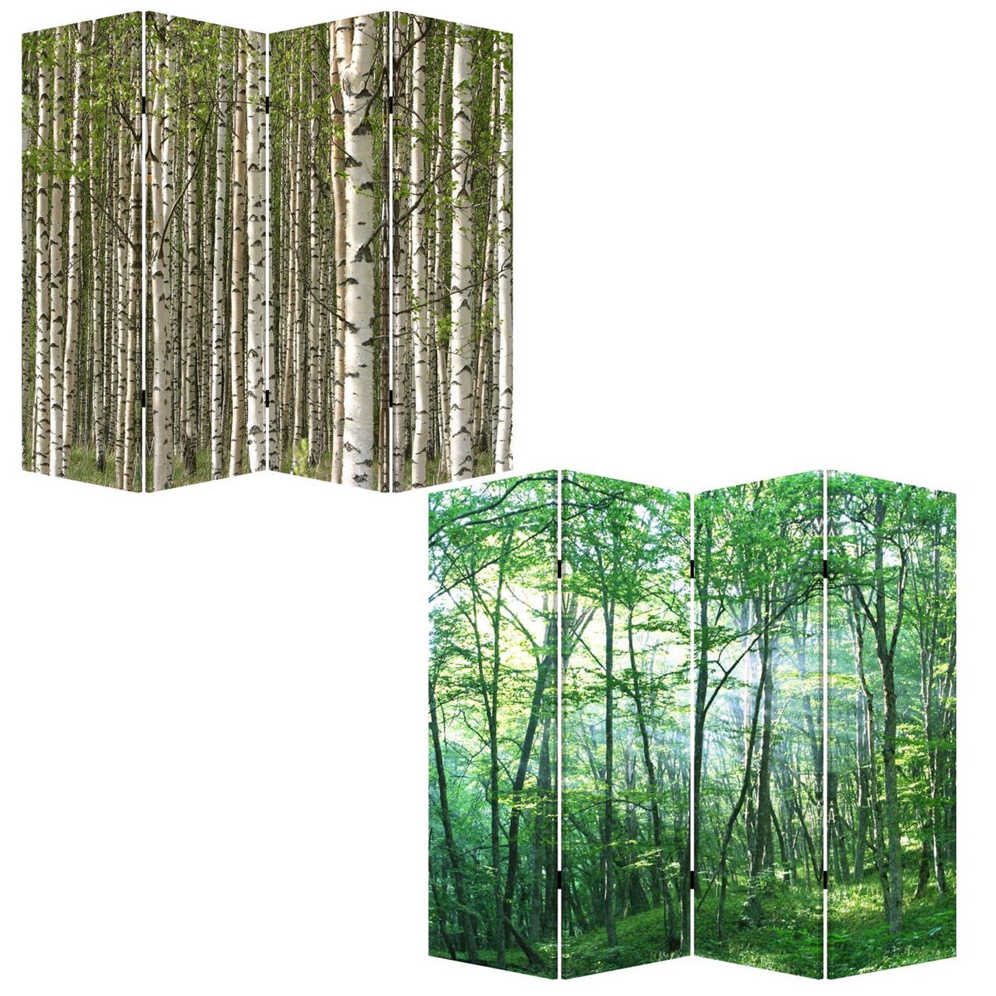84" Green Canvas Folding Four Panel Screen Room Divider