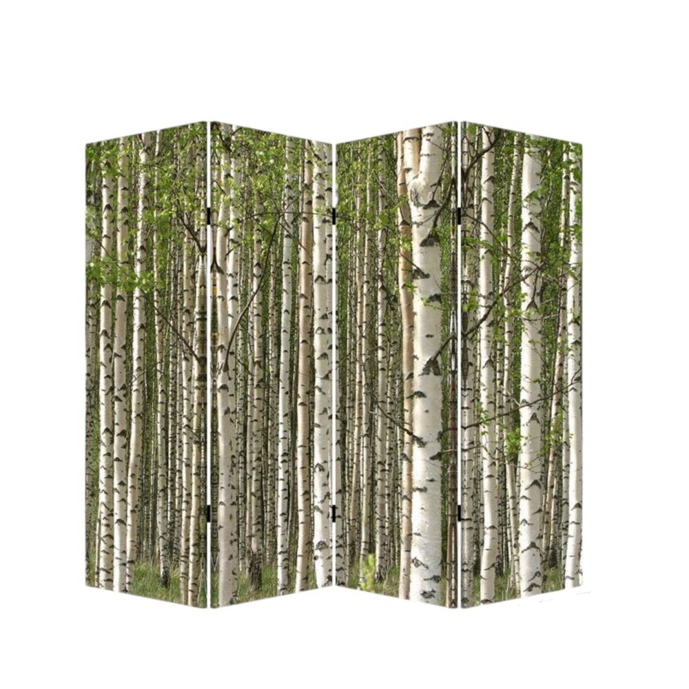 84" Green Canvas Folding Four Panel Screen Room Divider