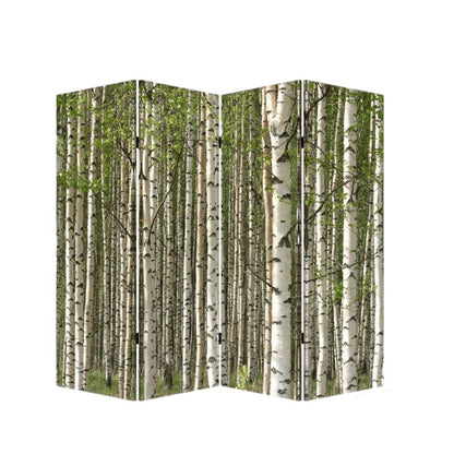 84" Green Canvas Folding Four Panel Screen Room Divider