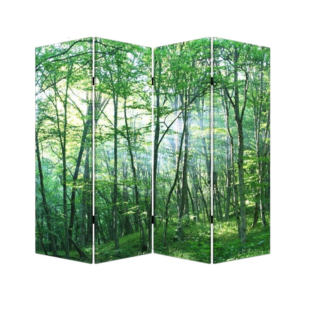84" X 84" Multi Color Wood Canvas Prolific Forrest  Screen