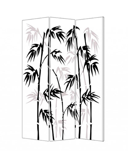 48 X 72 Multi Color Wood Canvas Bamboo Leaf  Screen