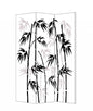 72" Black And White Canvas Folding Three Panel Screen Room Divider