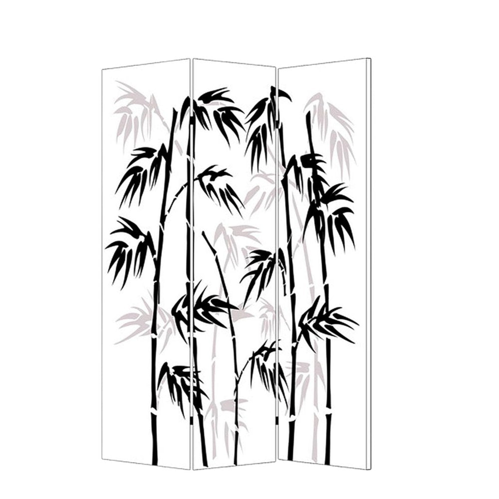 48 X 72 Multi Color Wood Canvas Bamboo Leaf  Screen