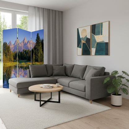 48 X 72 Multi Color Wood Canvas Mountain Peaks  Screen