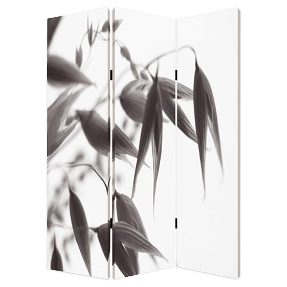 72" Gray Canvas Folding Three Panel Screen Room Divider