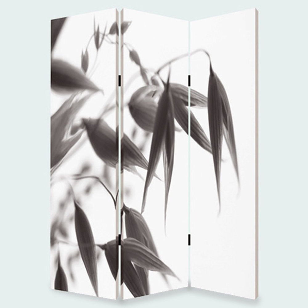 72" Gray Canvas Folding Three Panel Screen Room Divider