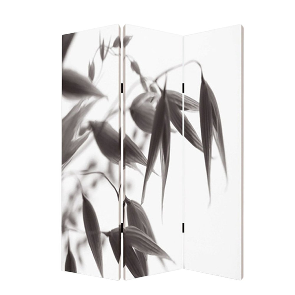 72" Gray Canvas Folding Three Panel Screen Room Divider