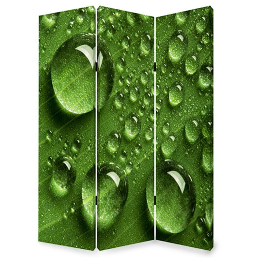 72" Green Canvas Folding Three Panel Screen Room Divider