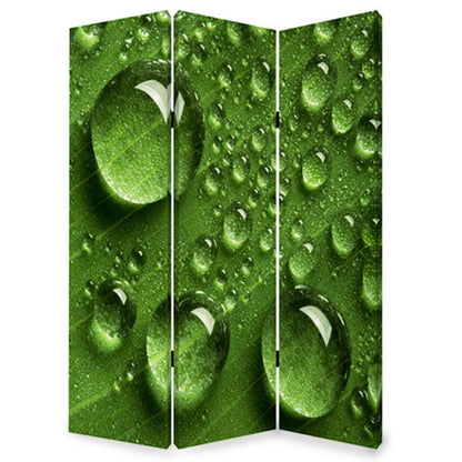 72" Green Canvas Folding Three Panel Screen Room Divider