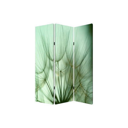 72" Green Canvas Folding Three Panel Screen Room Divider