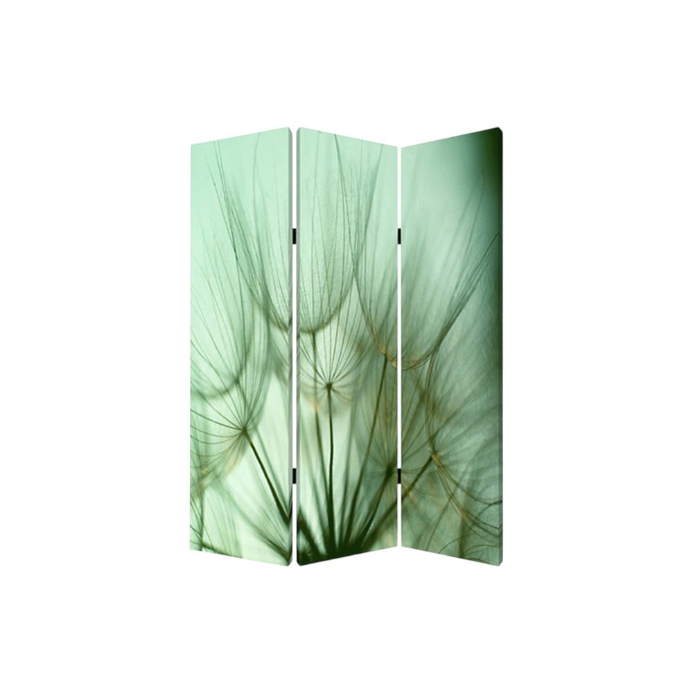 72" Green Canvas Folding Three Panel Screen Room Divider