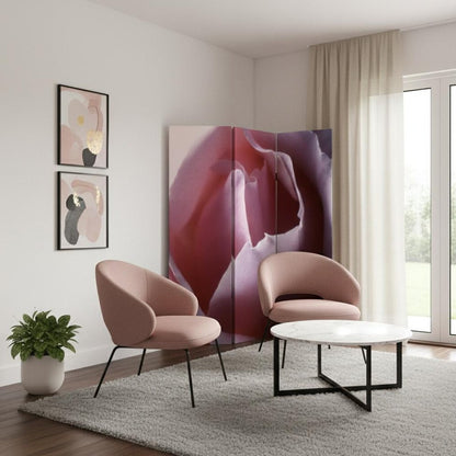 72" Red Canvas Folding Three Panel Screen Room Divider