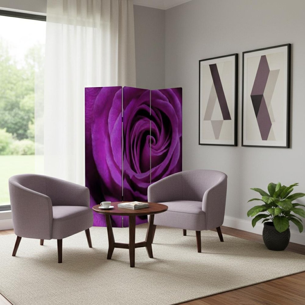 48 X 72 Multi Color Wood Canvas Flourish  Screen