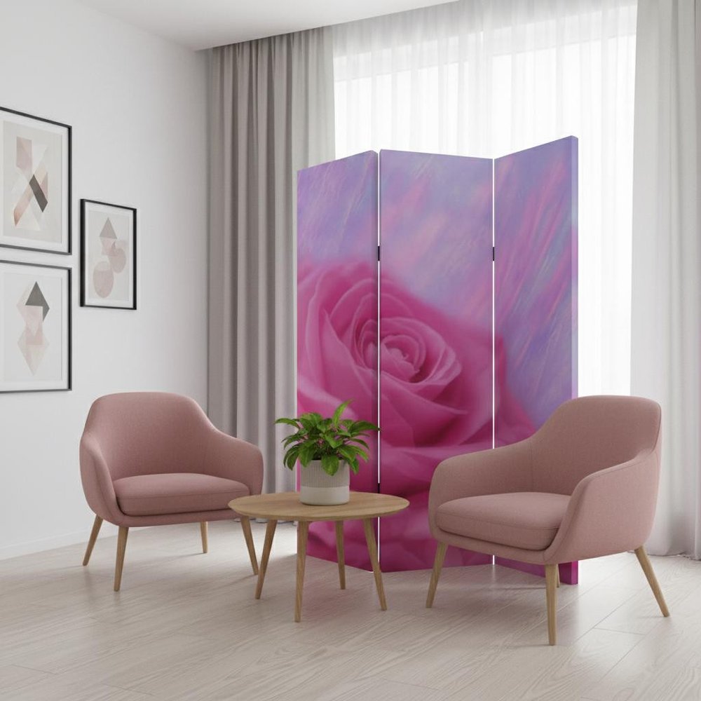 48 X 72 Multi Color Wood Canvas Flourish  Screen