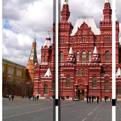 48" X 72" Red Blue and White Wood Canvas Russia  Screen