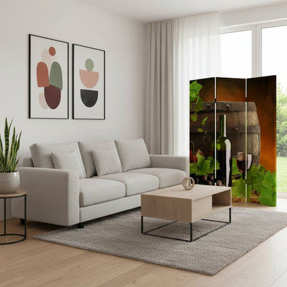 72" Green Canvas Folding Three Panel Screen Room Divider