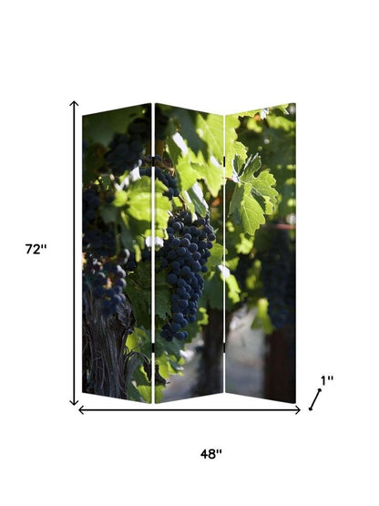 72" Green Canvas Folding Three Panel Screen Room Divider