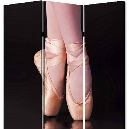 72" Black Canvas Folding Three Panel Screen Room Divider