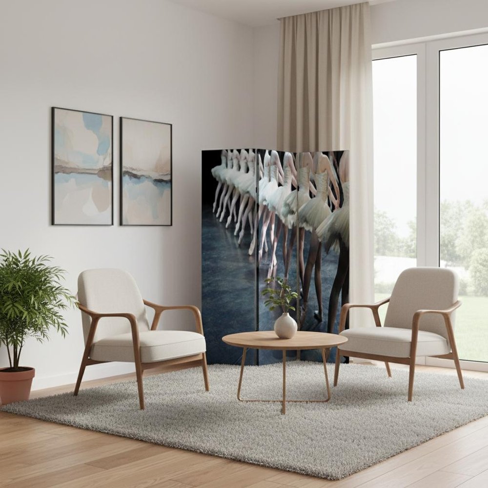 48" X 72" Multi Color Wood Canvas Ballet  Screen