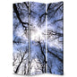 72" Black And Blue Canvas Folding Three Panel Screen Room Divider